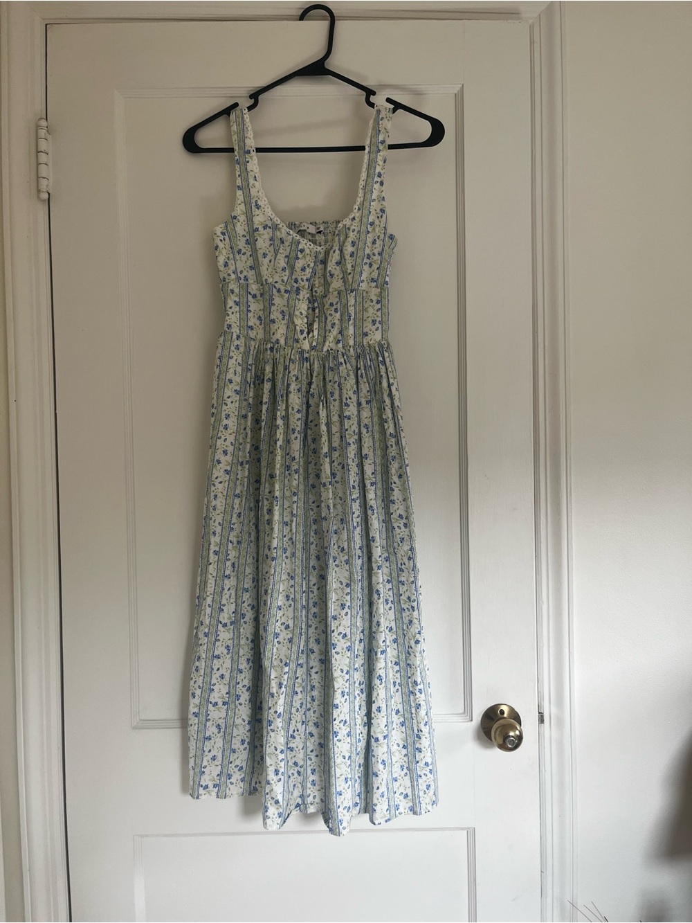 Lush Blue and Cream Floral Sundress for Girls